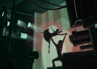 Harrison placed his big hands on the girls tiny waist, letting her sense the weightlessness that would soon be hers. And then, in an explosion of joy and grace, into the air they sprang!